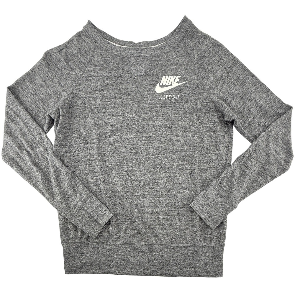 Nike Just Do It Sweatshirt Womens S‎ Gray Crewneck Long Sleeve Athletic Pullover